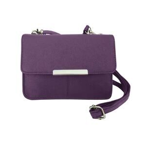 NWT Roma Leathers Purple 2 in 1 Crossbody with Credit Card Slots and Zipper Pock